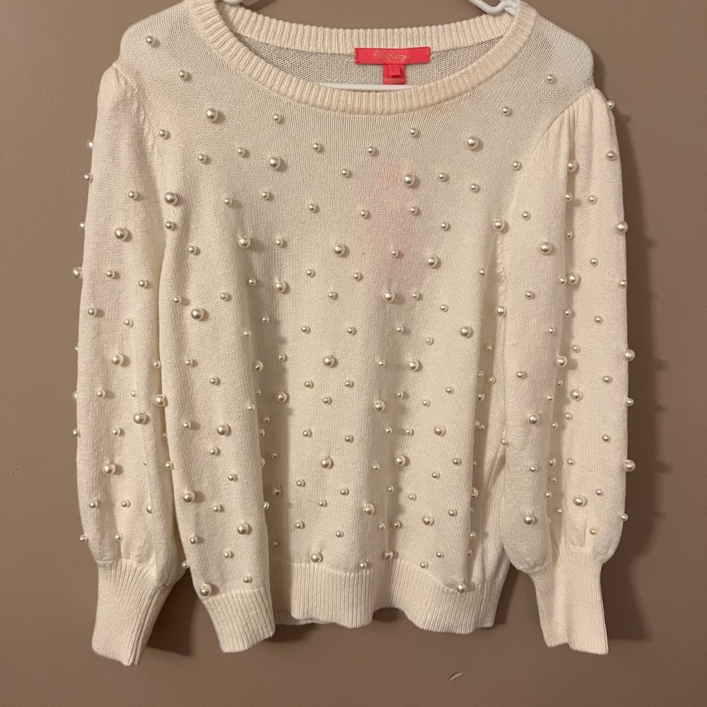 Lilly Pulitzer Ginny pearl sweater coconut size large nwt - Picture 1 of 6